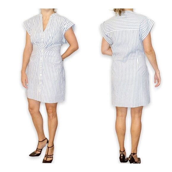 Veronica Beard Giuliana Seersucker Dress Blue White Stripe Women’s Size X-Large - Picture 2 of 12